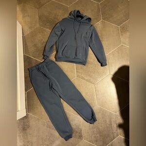 SHEIN Light Blue Casual Matching Hoodie Set